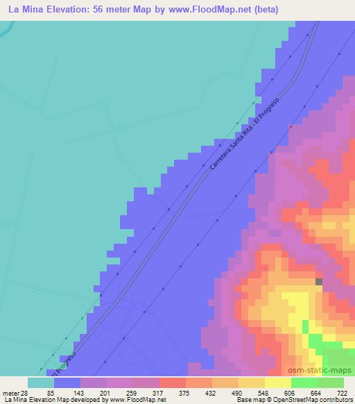 La Mina,Honduras Elevation Map