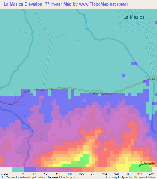 La Masica,Honduras Elevation Map
