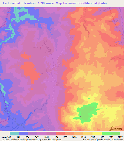 La Libertad,Honduras Elevation Map