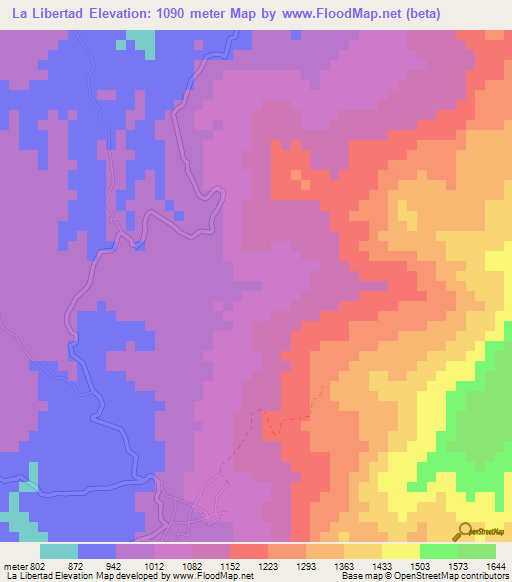 La Libertad,Honduras Elevation Map