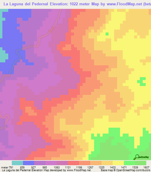 La Laguna del Pedernal,Honduras Elevation Map