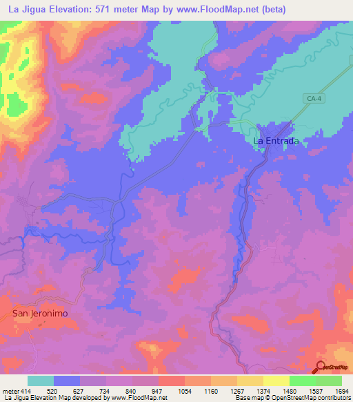 La Jigua,Honduras Elevation Map