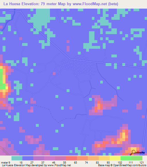 La Huesa,Honduras Elevation Map