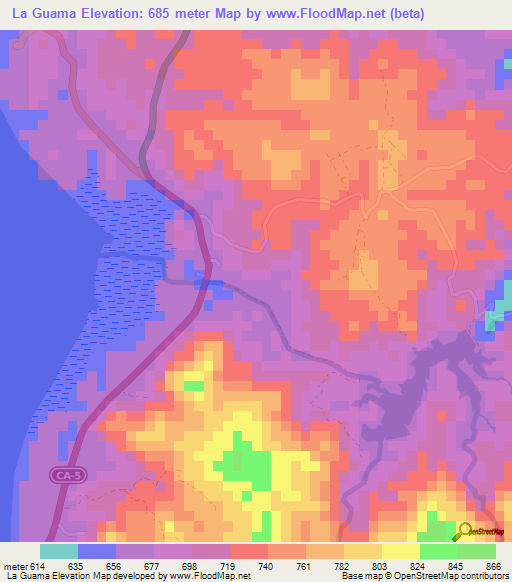 La Guama,Honduras Elevation Map