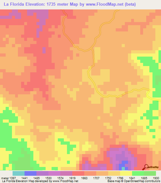 La Florida,Honduras Elevation Map
