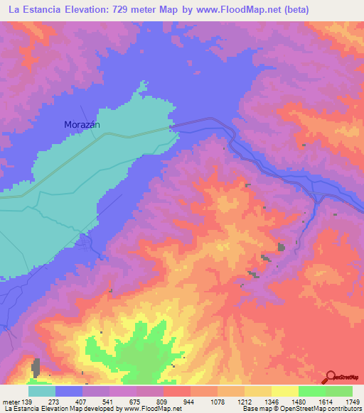 La Estancia,Honduras Elevation Map