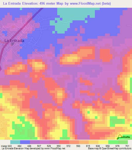 La Entrada,Honduras Elevation Map