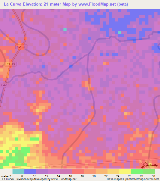 La Curva,Honduras Elevation Map