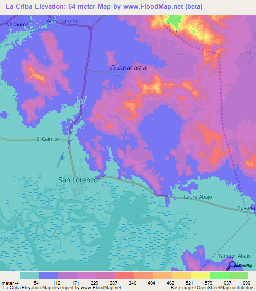 La Criba,Honduras Elevation Map