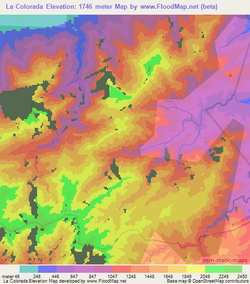 La Colorada,Honduras Elevation Map