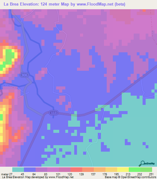 La Brea,Honduras Elevation Map