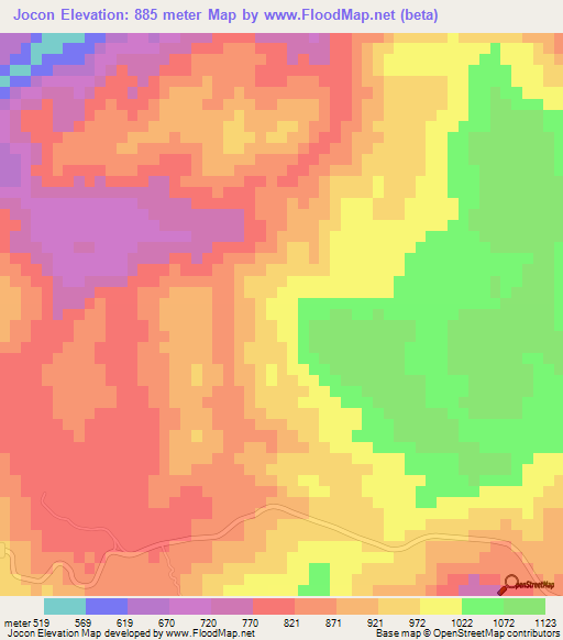 Jocon,Honduras Elevation Map