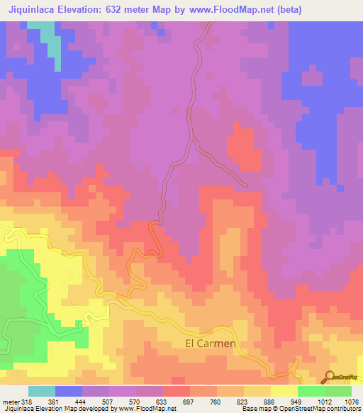 Jiquinlaca,Honduras Elevation Map