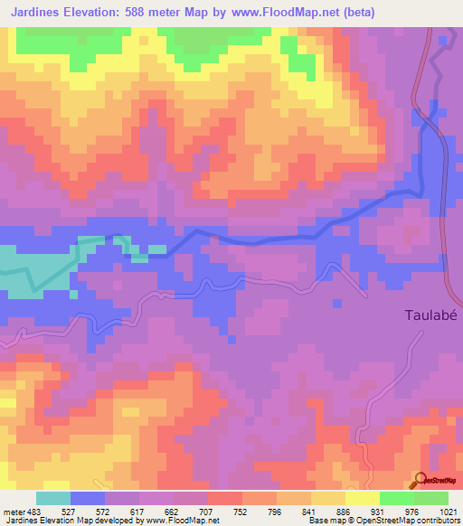Jardines,Honduras Elevation Map
