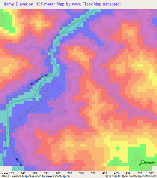 Ilama,Honduras Elevation Map