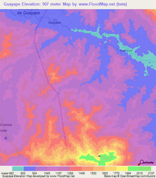 Guayape,Honduras Elevation Map
