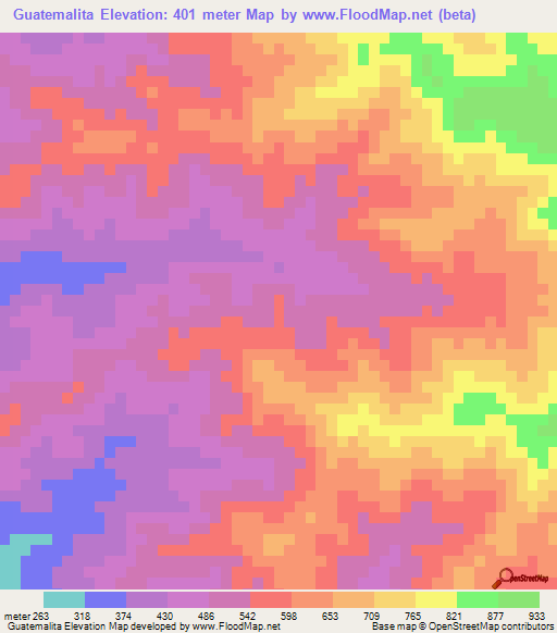 Guatemalita,Honduras Elevation Map