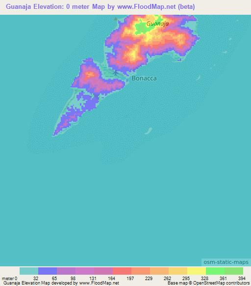 Guanaja,Honduras Elevation Map