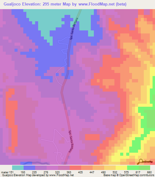 Gualjoco,Honduras Elevation Map