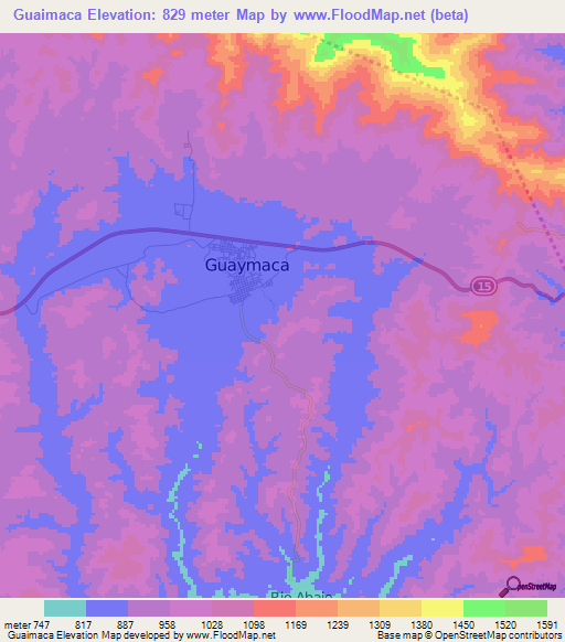Guaimaca,Honduras Elevation Map