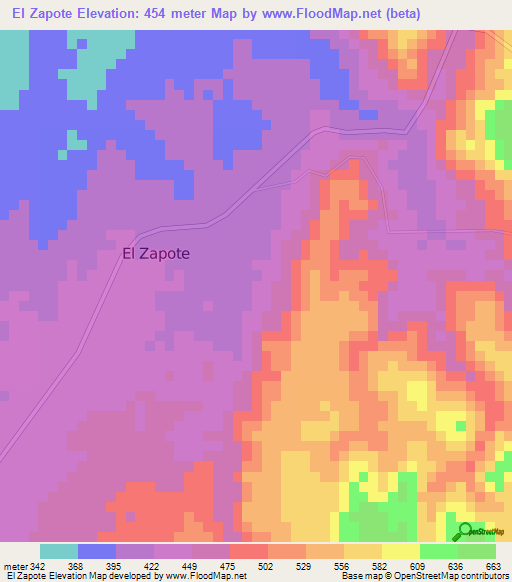 El Zapote,Honduras Elevation Map