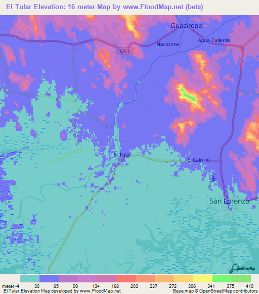 El Tular,Honduras Elevation Map