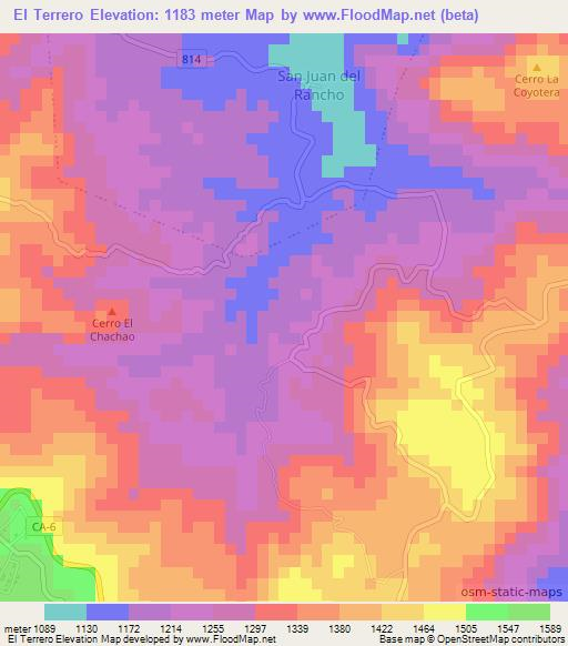 El Terrero,Honduras Elevation Map