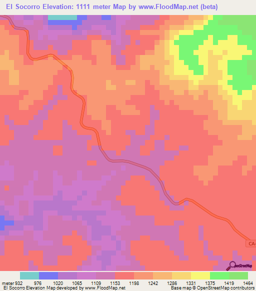 El Socorro,Honduras Elevation Map