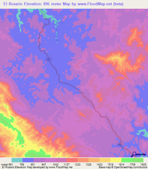El Rosario,Honduras Elevation Map