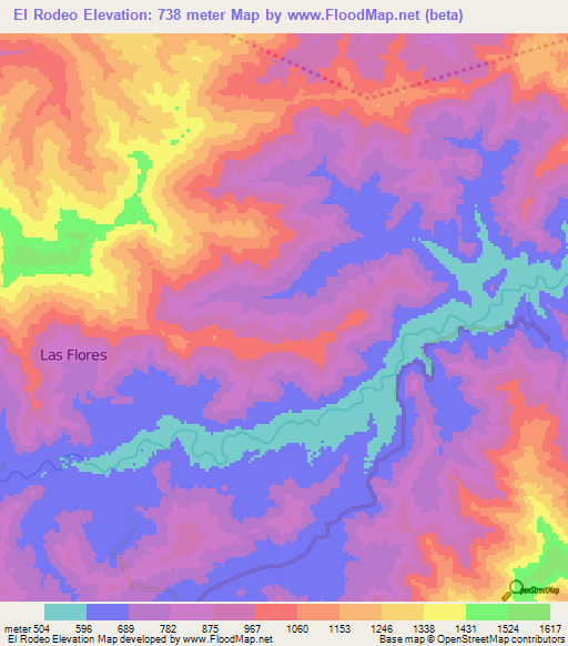 El Rodeo,Honduras Elevation Map