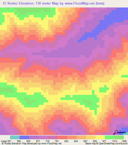 El Rodeo,Honduras Elevation Map