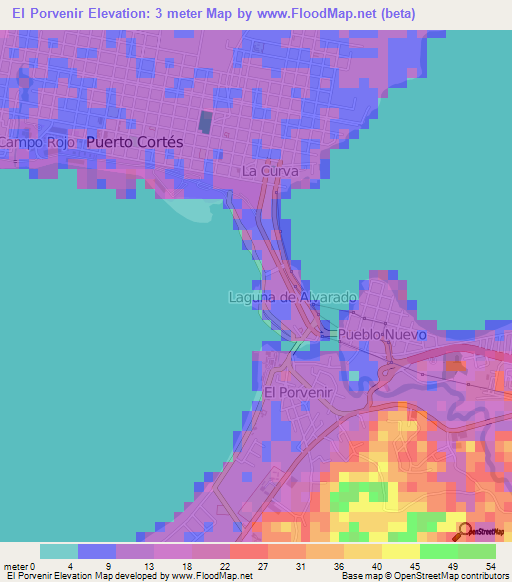 El Porvenir,Honduras Elevation Map