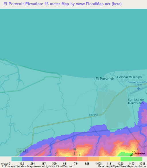 El Porvenir,Honduras Elevation Map