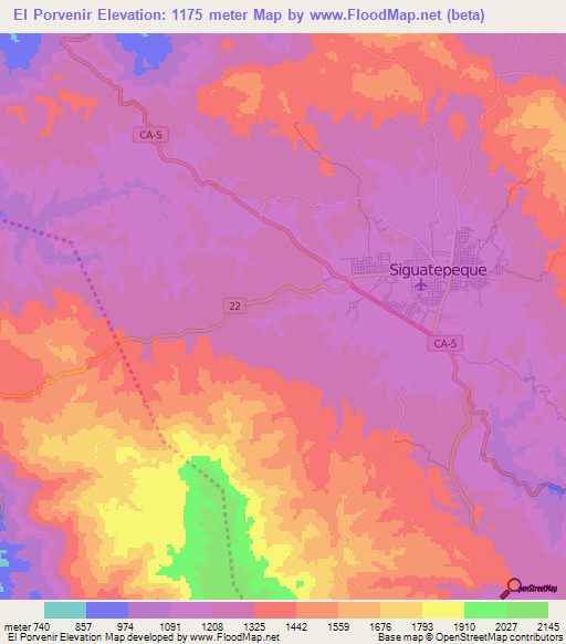El Porvenir,Honduras Elevation Map