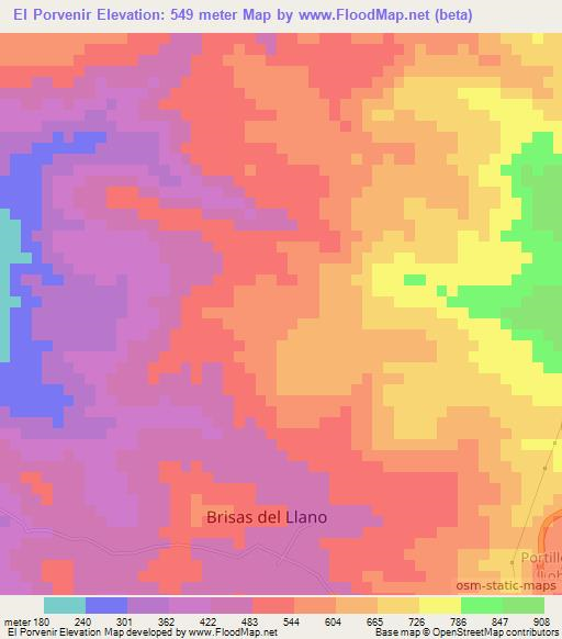 El Porvenir,Honduras Elevation Map
