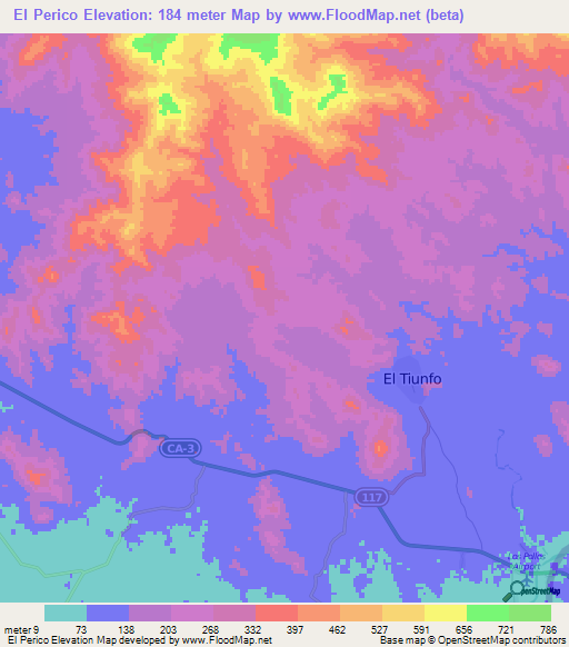 El Perico,Honduras Elevation Map