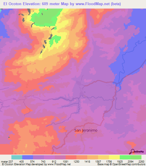 El Ocoton,Honduras Elevation Map