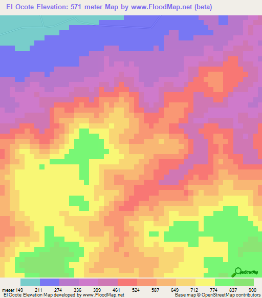 El Ocote,Honduras Elevation Map