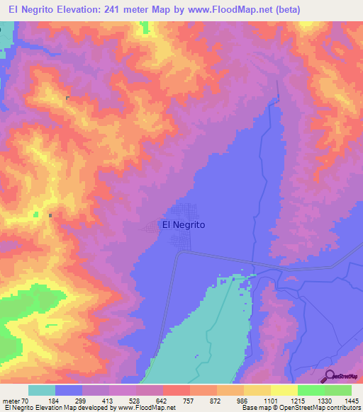 El Negrito,Honduras Elevation Map