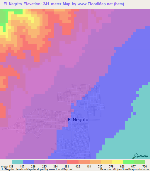 El Negrito,Honduras Elevation Map