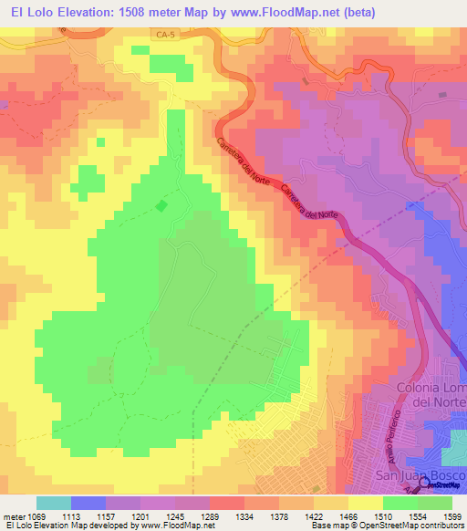 El Lolo,Honduras Elevation Map