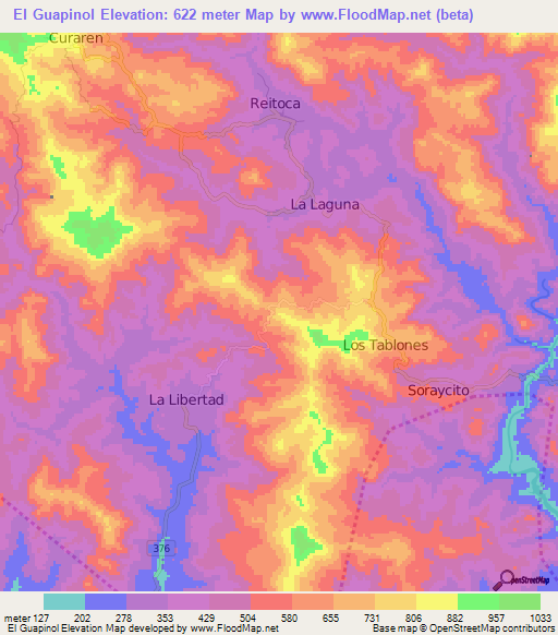 El Guapinol,Honduras Elevation Map