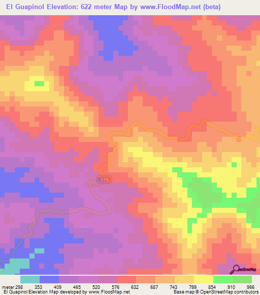 El Guapinol,Honduras Elevation Map