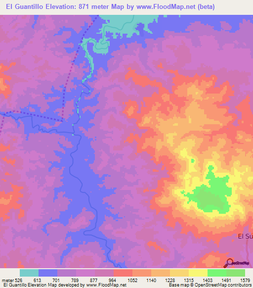El Guantillo,Honduras Elevation Map