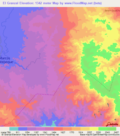 El Granzal,Honduras Elevation Map