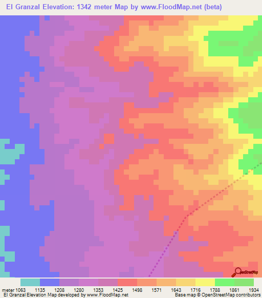 El Granzal,Honduras Elevation Map