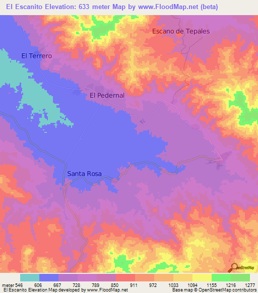 El Escanito,Honduras Elevation Map