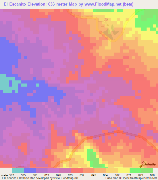 El Escanito,Honduras Elevation Map