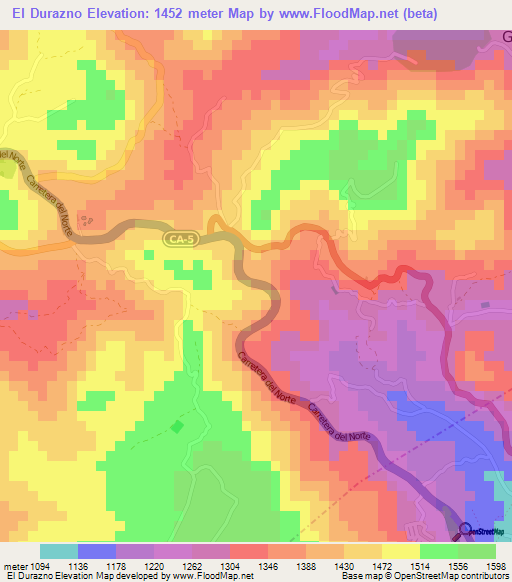 El Durazno,Honduras Elevation Map