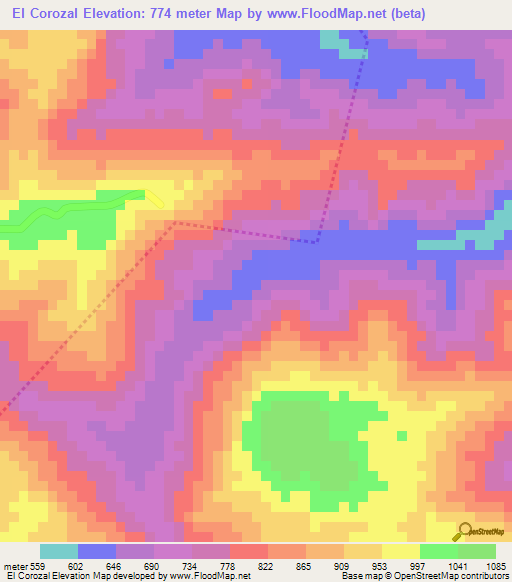 El Corozal,Honduras Elevation Map